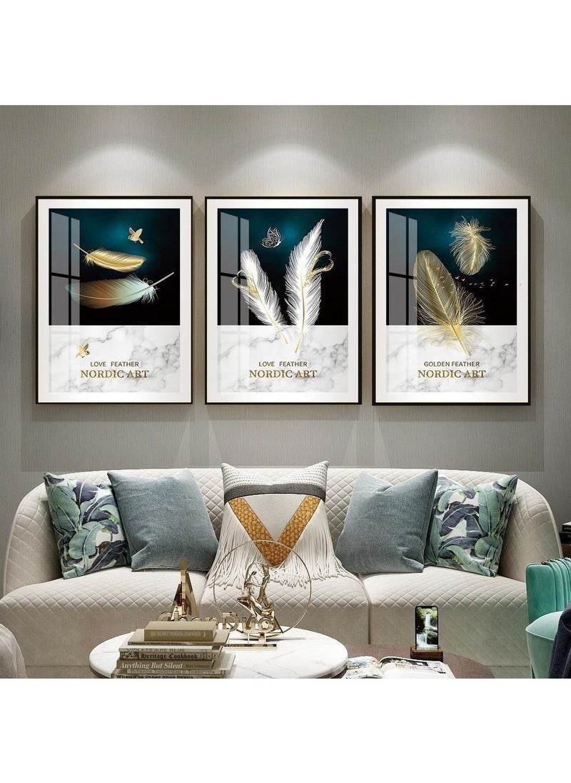 FASHION HOME 3PCS Wall Art Bright Style Minimalist Decor Modern Abstract Canvas Prints Poster Picture Framed Paintings Decorations  - Image 1