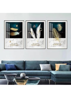 FASHION HOME 3PCS Wall Art Bright Style Minimalist Decor Modern Abstract Canvas Prints Poster Picture Framed Paintings Decorations  - Image 3