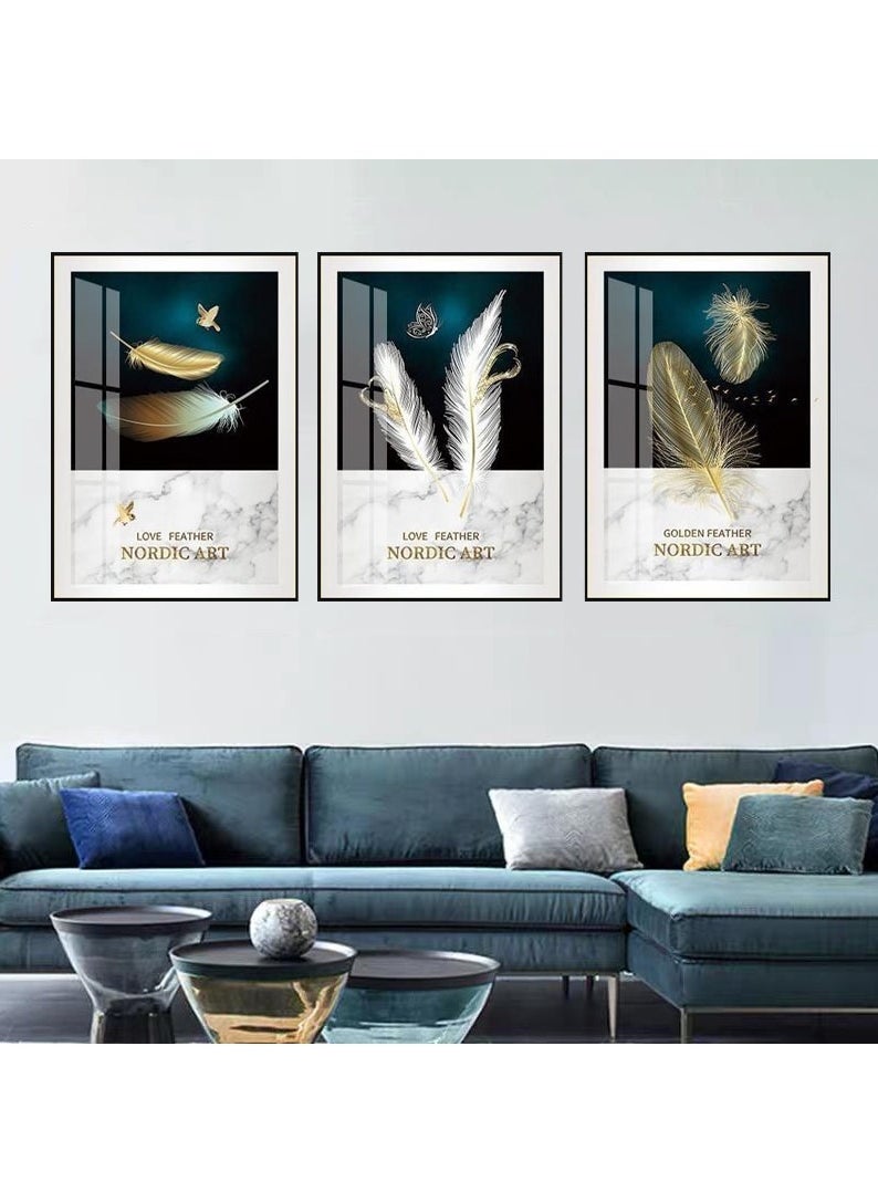 FASHION HOME 3PCS Wall Art Bright Style Minimalist Decor Modern Abstract Canvas Prints Poster Picture Framed Paintings Decorations  - Image 3