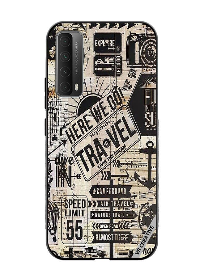 VR CREATIVE Protective Case Cover For Huawei Y7a Here We Go Travel Design Multicolour - Image 1