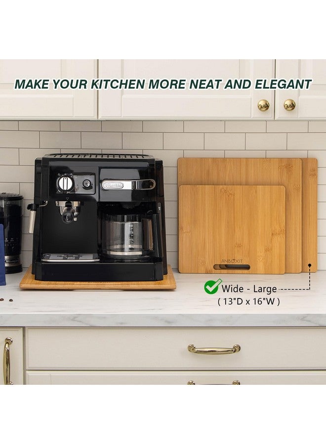 ANBOXIT Bamboo Appliance Slider, Sliding Tray for Coffee Maker, Kitchen Countertop Appliance Rolling Tray, Coffee Pot Slider Tray with Rubber Wheels, Wide - Large (13"D x 16"W) - Image 4