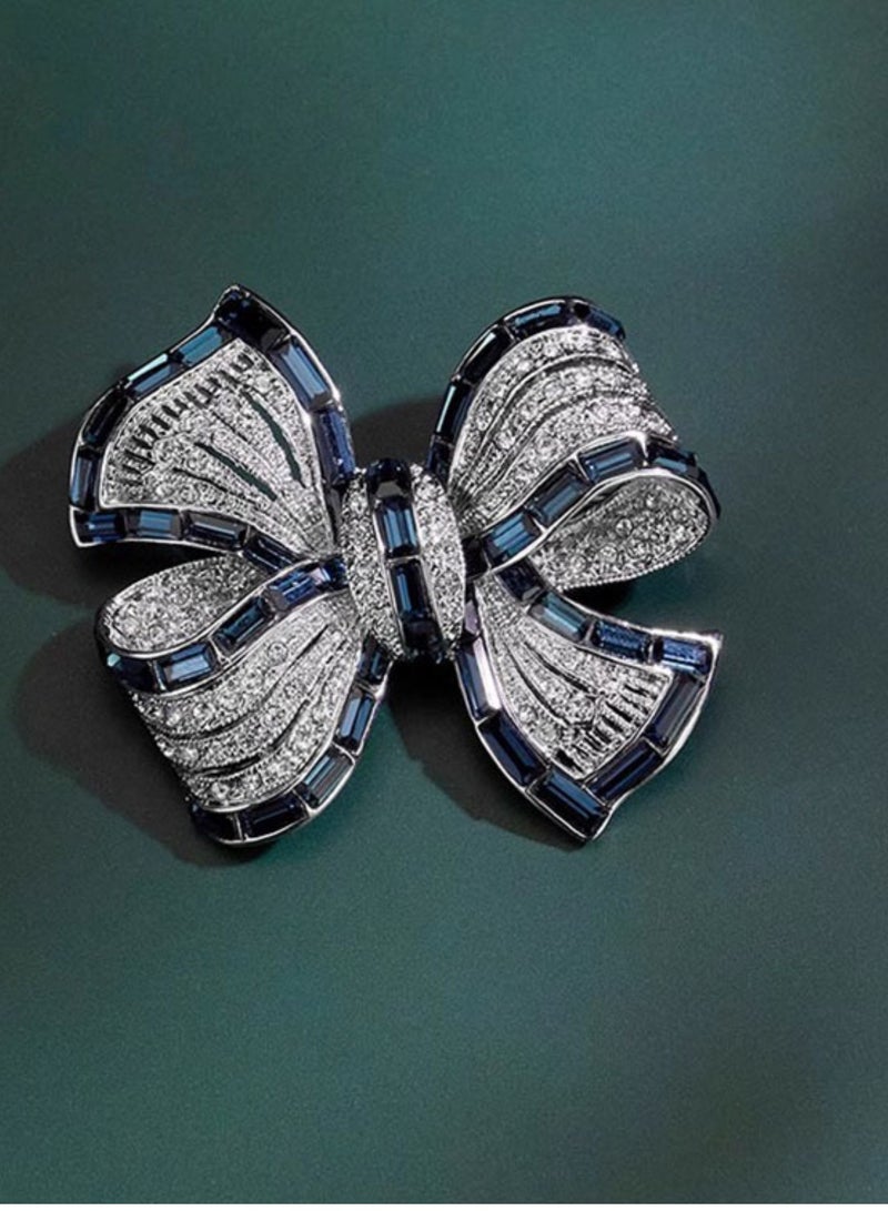 Elegant Crystal Bow Brooch for Women Classic Rhinestones Bowknot Brooches Corsage Lapel Pins Collar Pins Dainty Dress Suit Shirt Ceremony Clothes Accessories Wedding Party Prom Jewelry  - Image 3