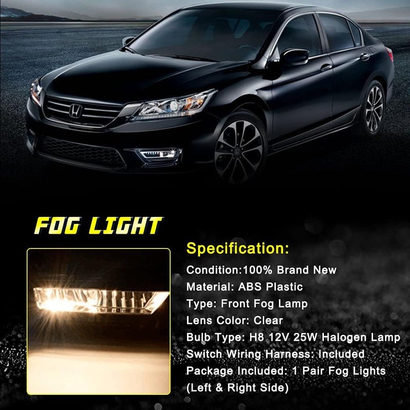 TOPSCOPE Fog Lights Assembly Replacement for 2013-2015 Honda Accord 4 Door Sedan with H11 Halogen Bulbs - Image 4