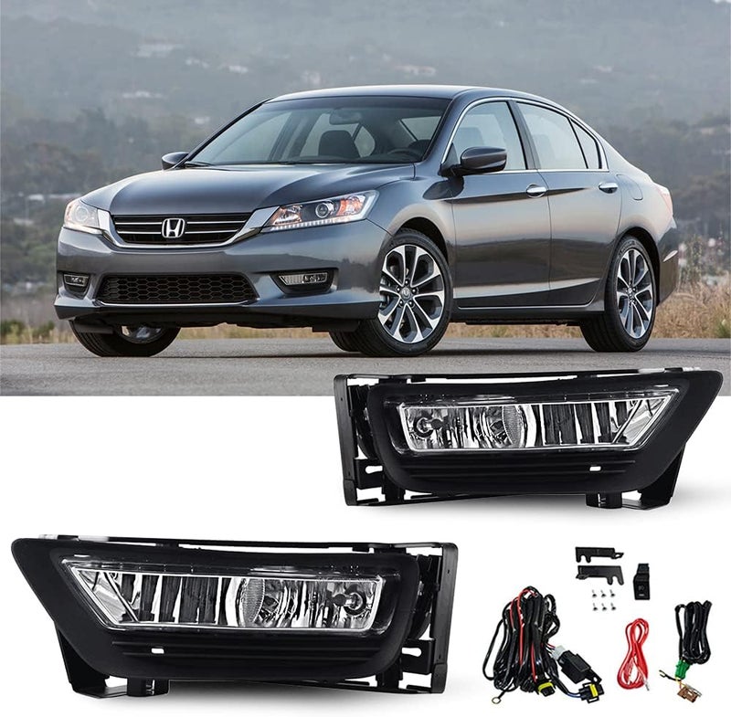 TOPSCOPE Fog Lights Assembly Replacement for 2013-2015 Honda Accord 4 Door Sedan with H11 Halogen Bulbs - Image 1