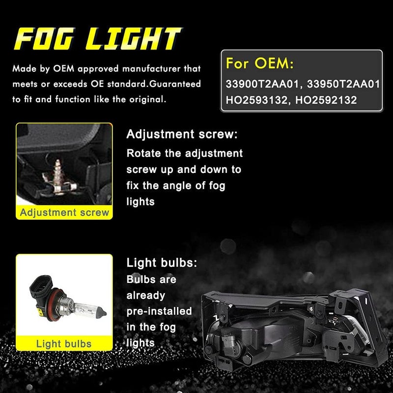 TOPSCOPE Fog Lights Assembly Replacement for 2013-2015 Honda Accord 4 Door Sedan with H11 Halogen Bulbs - Image 5