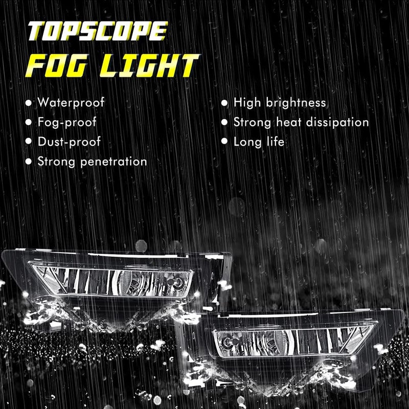 TOPSCOPE Fog Lights Assembly Replacement for 2013-2015 Honda Accord 4 Door Sedan with H11 Halogen Bulbs - Image 2