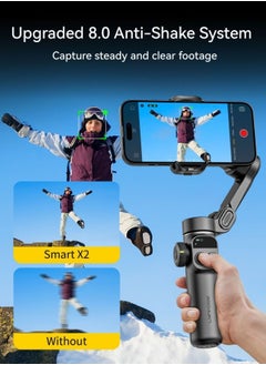 AOCHUAN Smart Gimbal Stabilizer X2 With built-in extension pole and LED display For iPhone and Android Smartphone Gimbal Black  - Image 2