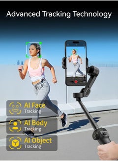 AOCHUAN Smart Gimbal Stabilizer X2 With built-in extension pole and LED display For iPhone and Android Smartphone Gimbal Black  - Image 3