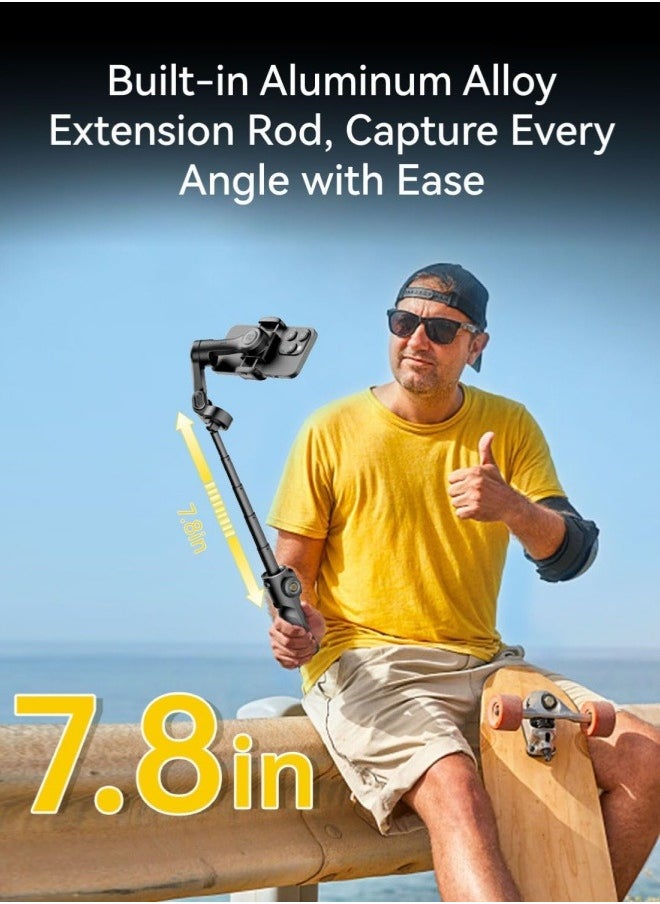 AOCHUAN - Smart Gimbal Stabilizer X2 With built-in extension pole and LED display For iPhone and Android Smartphone Gimbal Black - Image 1