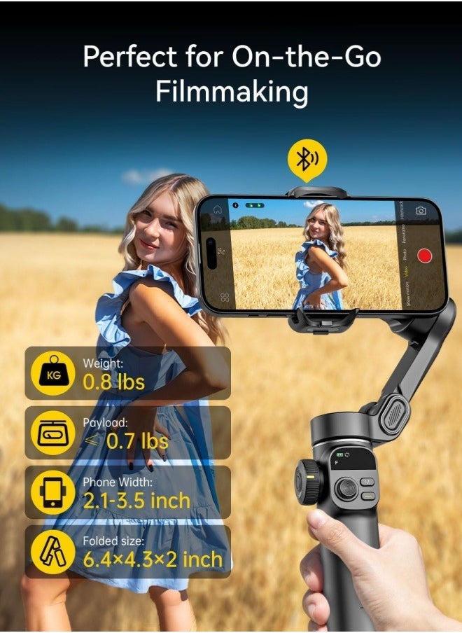 AOCHUAN - Smart Gimbal Stabilizer X2 With built-in extension pole and LED display For iPhone and Android Smartphone Gimbal Black - Image 1