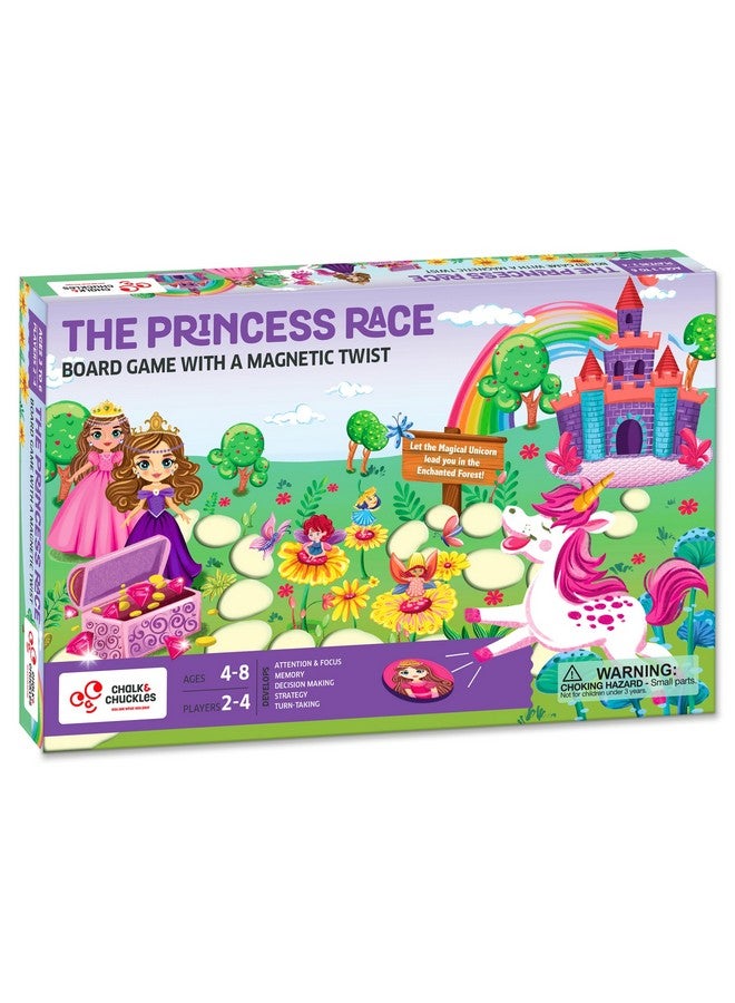 CHALK AND CHUCKLES Chalk & Chuckles Princess Race Board Game for Kids with Magnetic Twist, Unicorn Toys for Kids, Gift for Girls & Boys Ages 3, 4, 5, 6, 7, 8 Years Multicolor - Image 1