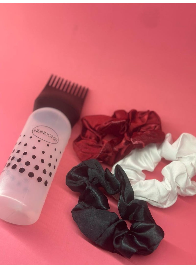 Generic hair tie set 3PCs Hair Scrunchies satin for women + Travel Bottles, 1PC Spray Bottle 30ml Fine Mist Spray Bottle  Plastic Sprayer Bottle may vary color - Image 2