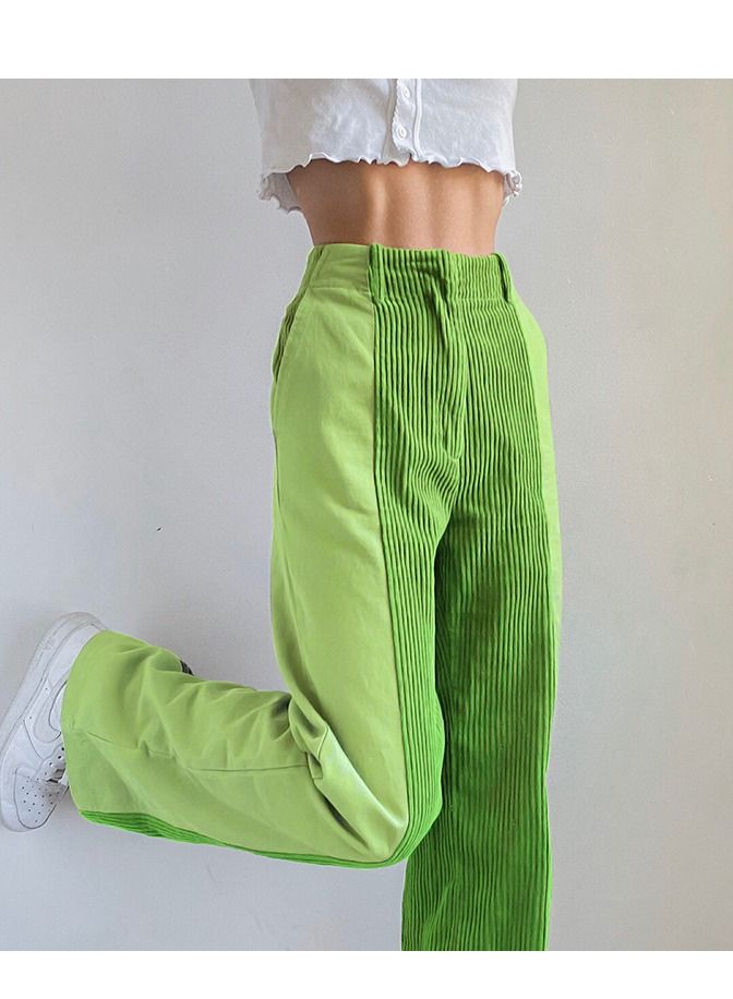 Loquat New Women's Loose Match Color Casual Pants Corduroy Pants  - Image 1