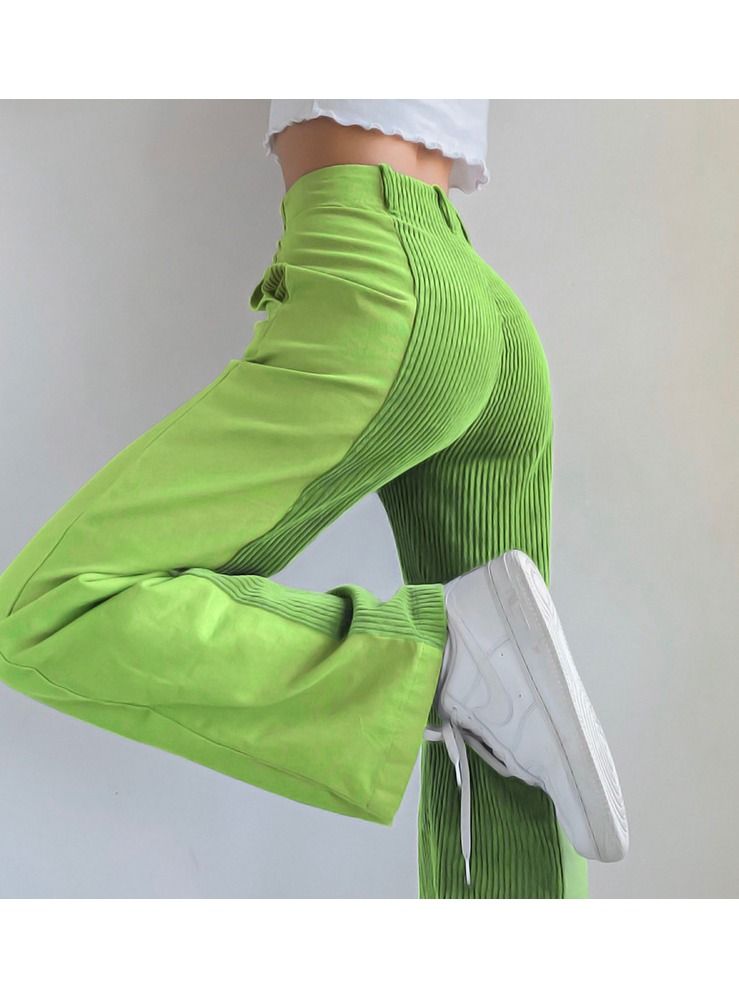 Loquat New Women's Loose Match Color Casual Pants Corduroy Pants  - Image 2