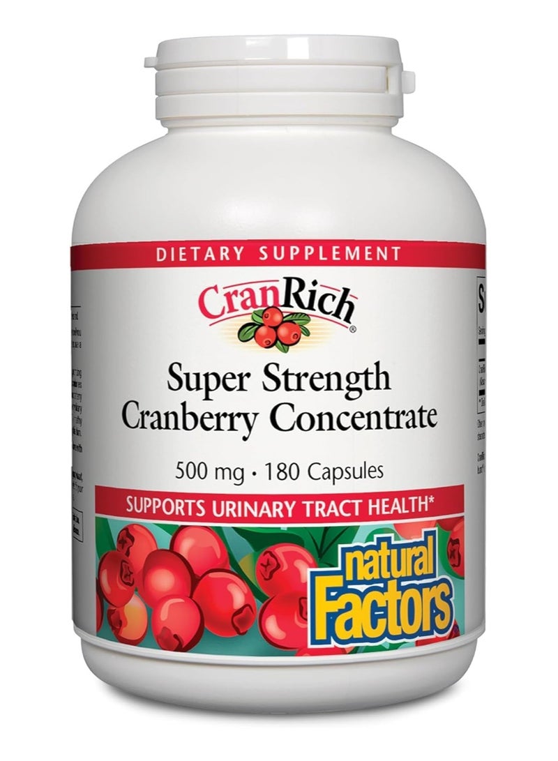 natural Factors Natural Factors, CranRich, Cranberry Concentrate, Super Strength, 500 mg, 180 Capsules