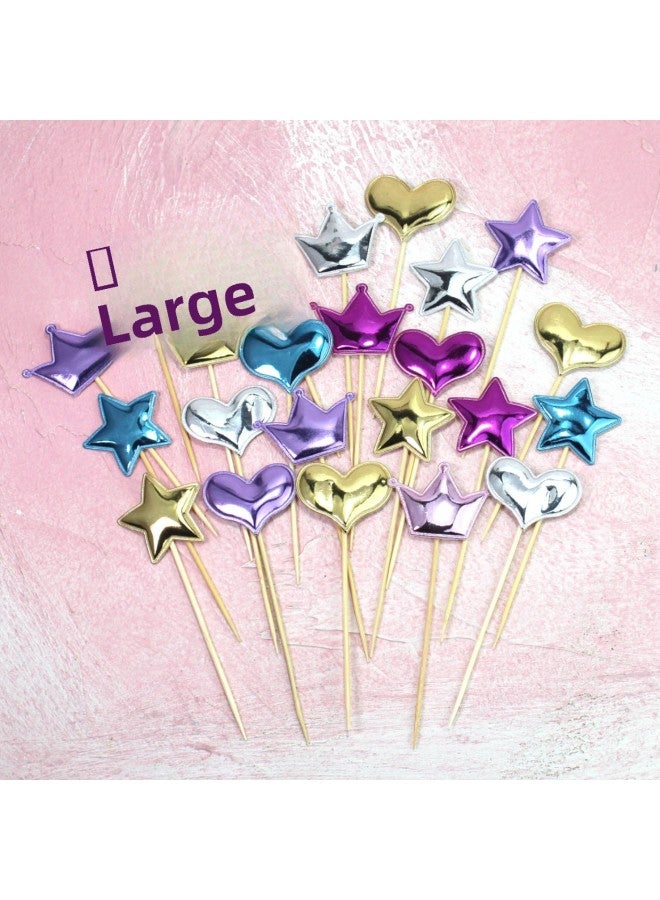 Birthday Cake Decorative Pentagram Plug-in Crown Love PU Plug-in Dress Up Dessert Baking-Color:Gold-Specifications:PU Five-pointed Star 5 Pack - Image 2