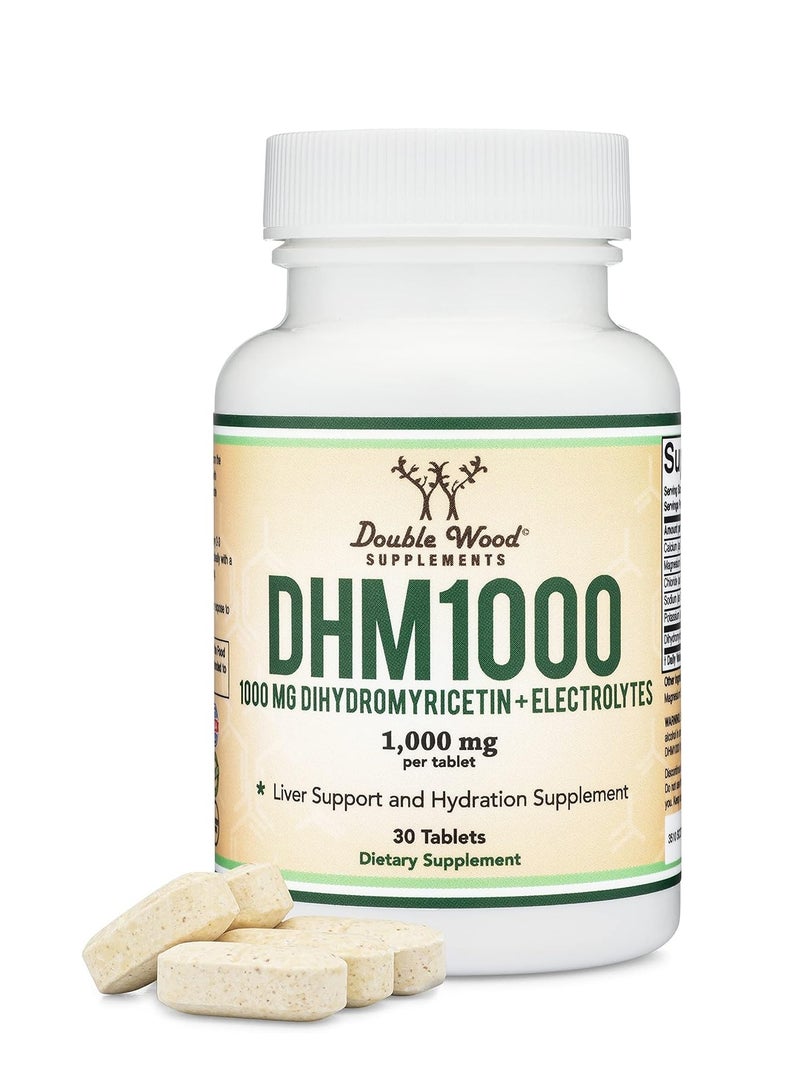 Double Wood Supplements DHM 1000 (Dihydromyricetin + Electrolytes) 1000 mg per serving 30 tablets - Image 1