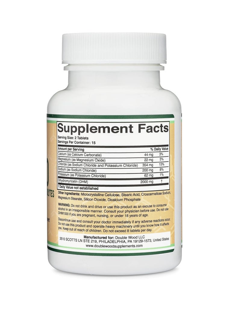 Double Wood Supplements DHM 1000 (Dihydromyricetin + Electrolytes) 1000 mg per serving 30 tablets - Image 3