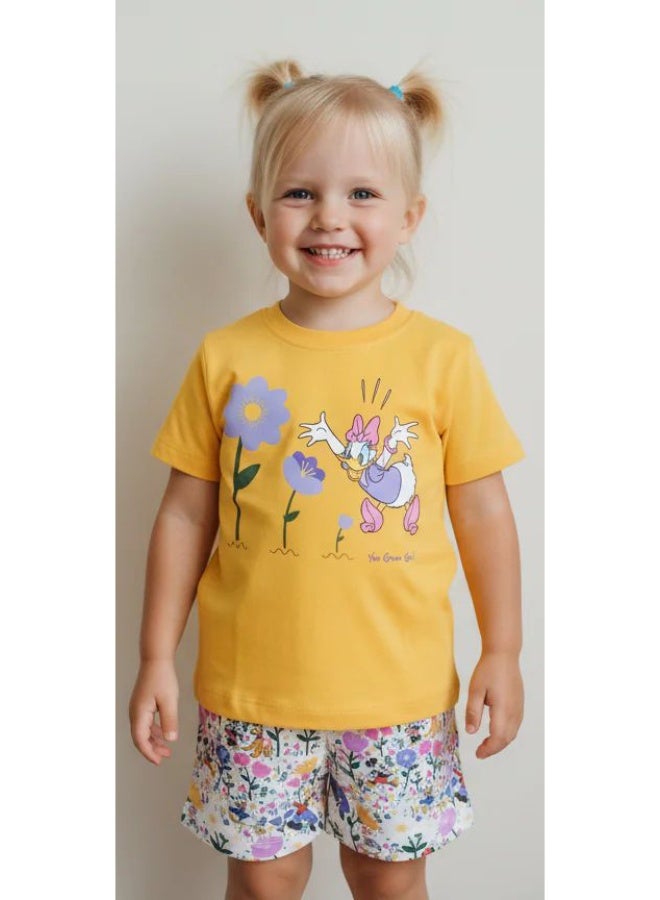 طقم بيجاما صيفي للبنات الصغيرات بنقشة بطة ديزي، مناسب للأطفال بعمر 3 سنوات ملابس نوم خفيفة الوزن وجيدة التهوية، مثالية للاستخدام المريح في الطقس الدافئ - Image 3