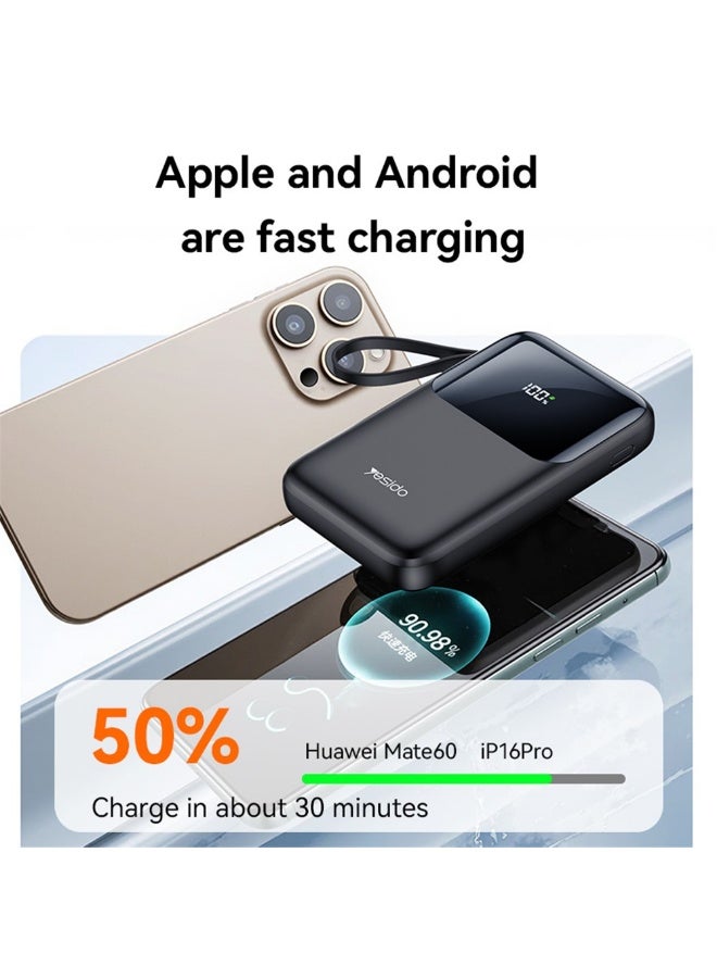 Yesido YP71 10000mAh Power Bank Fast Charging Portable Charger with 4 Built In Cables - Image 3