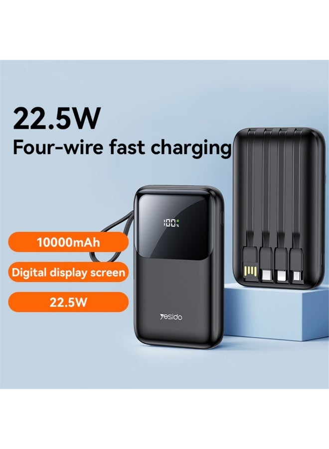 Yesido YP71 10000mAh Power Bank Fast Charging Portable Charger with 4 Built In Cables - Image 2