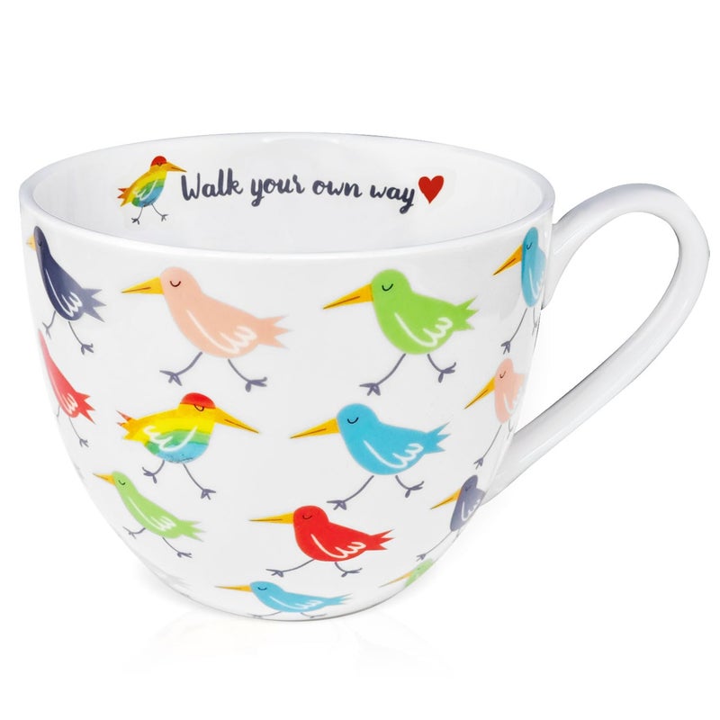 MFoffice Birds Mugs for Daily Coffee and Tea, Premium 20 oz Bone China Coffee Tea Hug Mug, Perfect Holiday, Birthday and Christmas Gift for Bird Lovers, Designed in England by Harvest Green Studio - Image 1