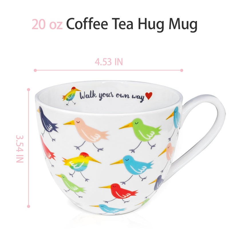 MFoffice Birds Mugs for Daily Coffee and Tea, Premium 20 oz Bone China Coffee Tea Hug Mug, Perfect Holiday, Birthday and Christmas Gift for Bird Lovers, Designed in England by Harvest Green Studio - Image 3