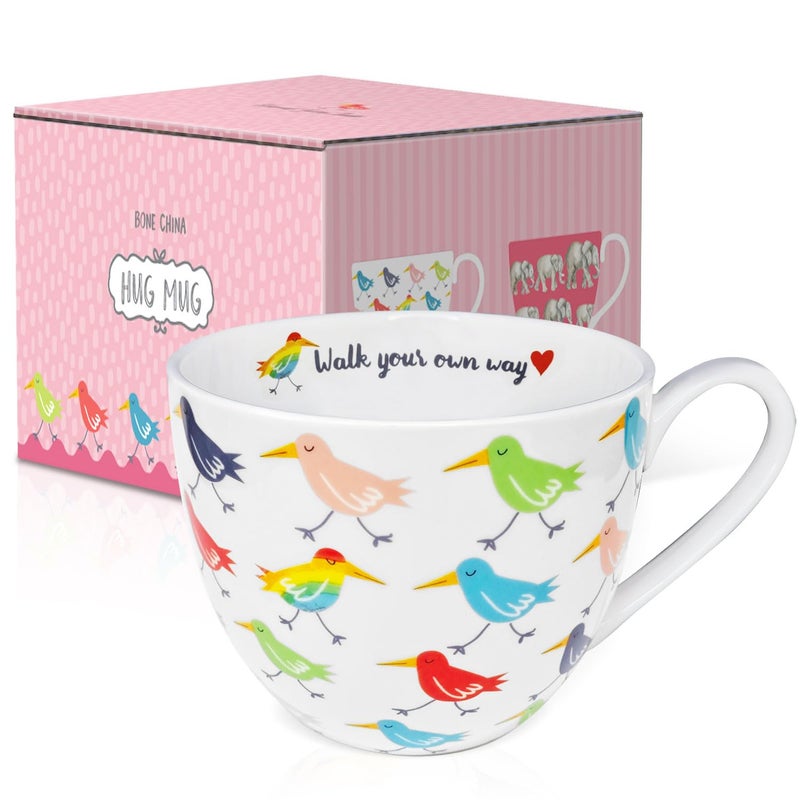 MFoffice Birds Mugs for Daily Coffee and Tea, Premium 20 oz Bone China Coffee Tea Hug Mug, Perfect Holiday, Birthday and Christmas Gift for Bird Lovers, Designed in England by Harvest Green Studio - Image 2