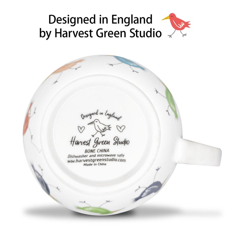 MFoffice Birds Mugs for Daily Coffee and Tea, Premium 20 oz Bone China Coffee Tea Hug Mug, Perfect Holiday, Birthday and Christmas Gift for Bird Lovers, Designed in England by Harvest Green Studio - Image 5