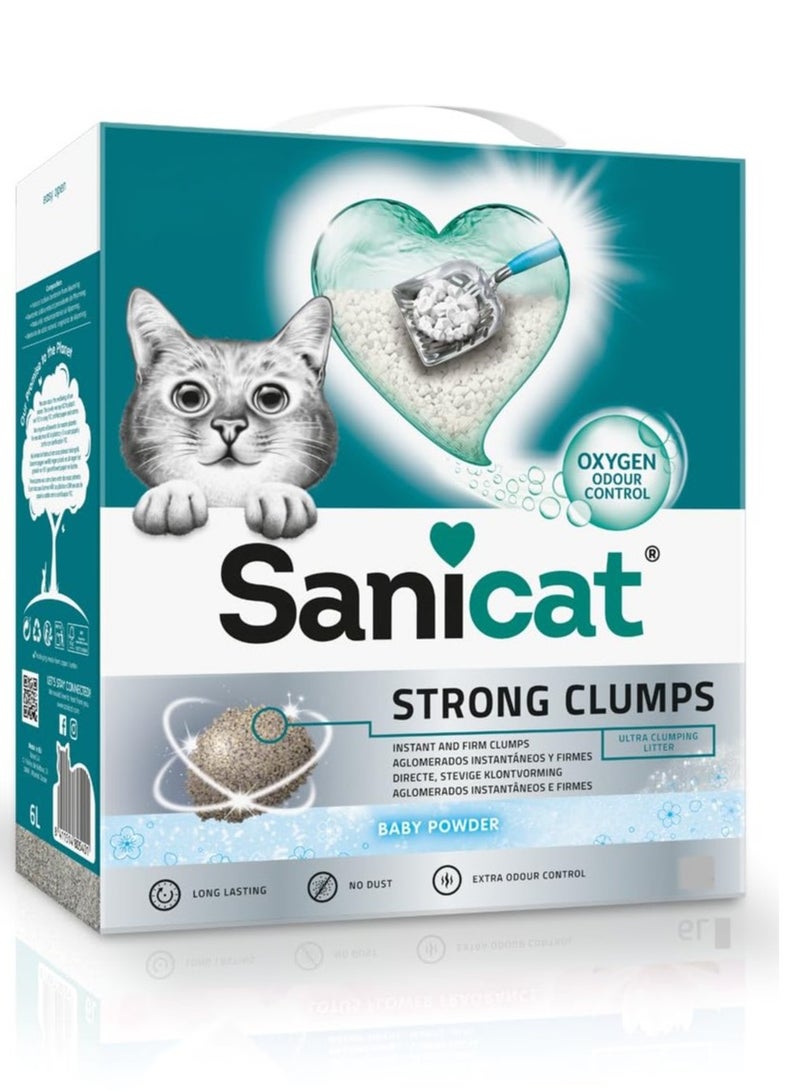 Sanicat Strong Clumps Cat Litter Baby Powder  – Fast Clumping Bentonite, Oxygen Odour Control, Long-Lasting Freshness, Low Dust Formula - 10 Kg - Image 3