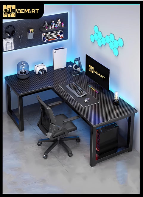 L-Shaped Desk, Gaming Desk, Corner Table, Computer Writing Black Desk, Study Table, Suitable for Home Office Dormitory Small Space, Black (140 * 100 CM)