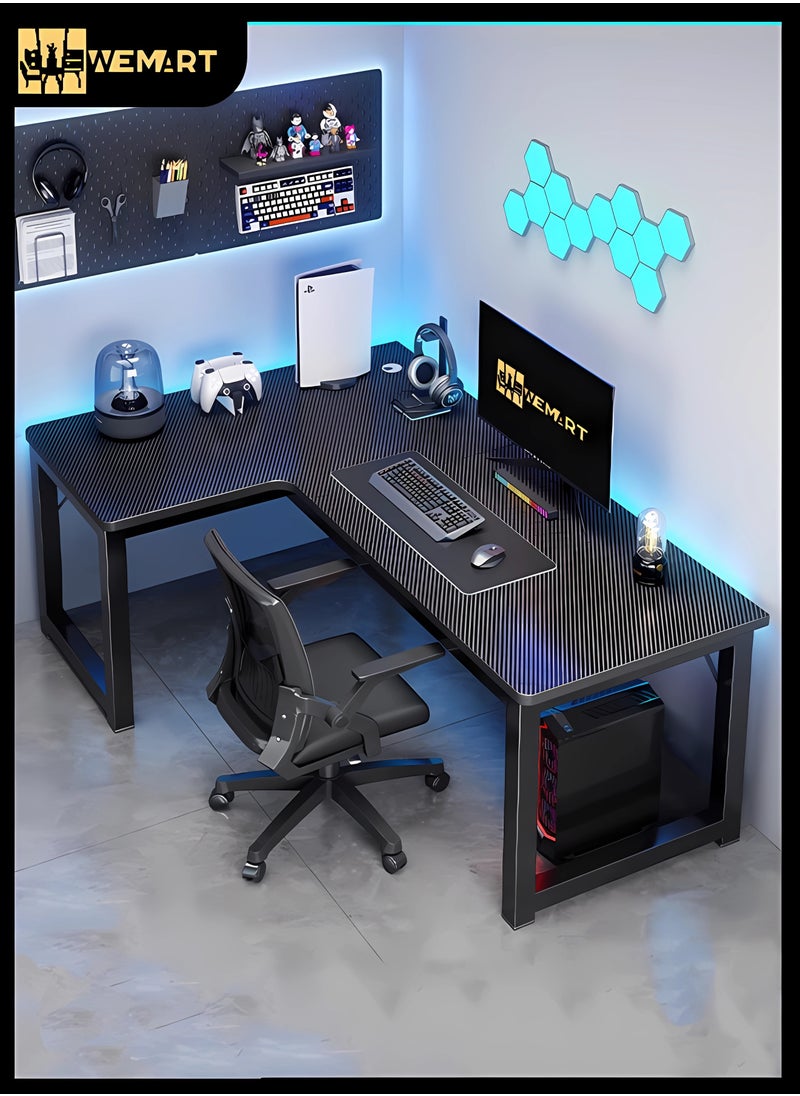 WEMART - L-Shaped Desk, Gaming Desk, Corner Table, Computer Writing Black Desk, Study Table, Suitable for Home Office Dormitory Small Space, Black (140 * 100 CM) - Image 1