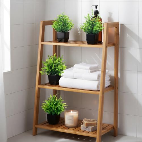 CEWOR Fake Plants 4 Packs Small Artificial Greenery Plants Mini Black Bathroom Accessories Decorations for Desk Bathroom Office Home Room Kitchen Table Decor Indoor - Image 4