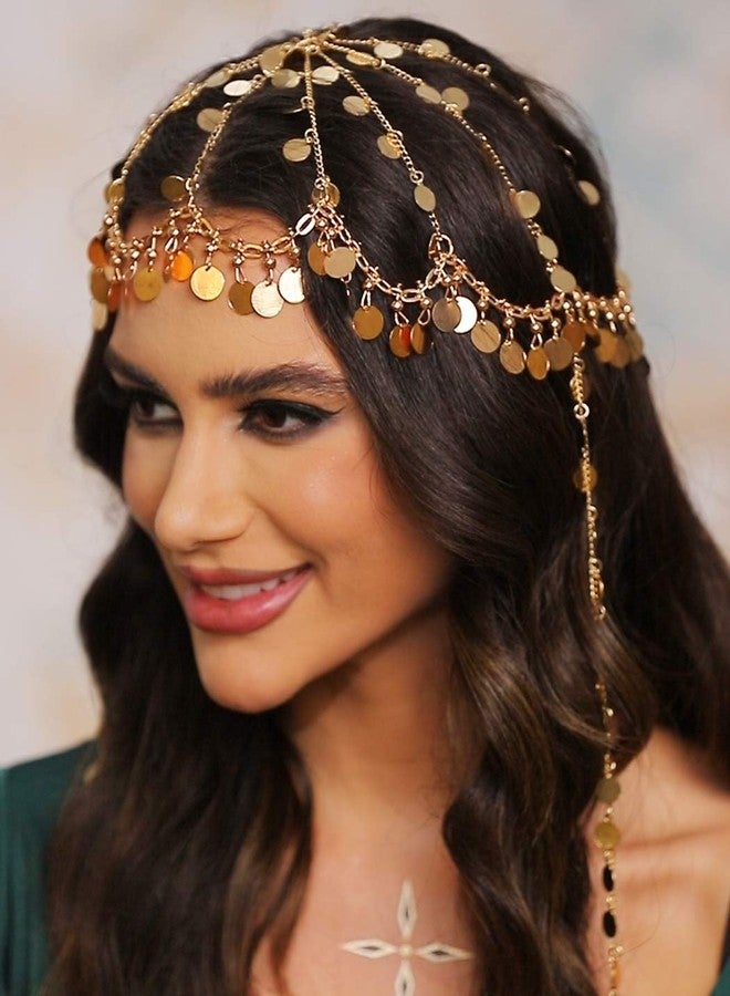 Aukmla Sequin Head Chain Gold 1920s Headpiece Cap Roaring 20s Festival Costume Headband Hair Chains for Women - Image 5