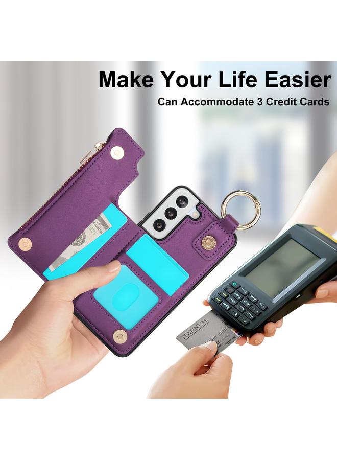 S-TOP Case For Samsung Galaxy S21 FE 5G RFlD Anti-theft Double Buckle Ring Zipper Card Phone Case - Image 5