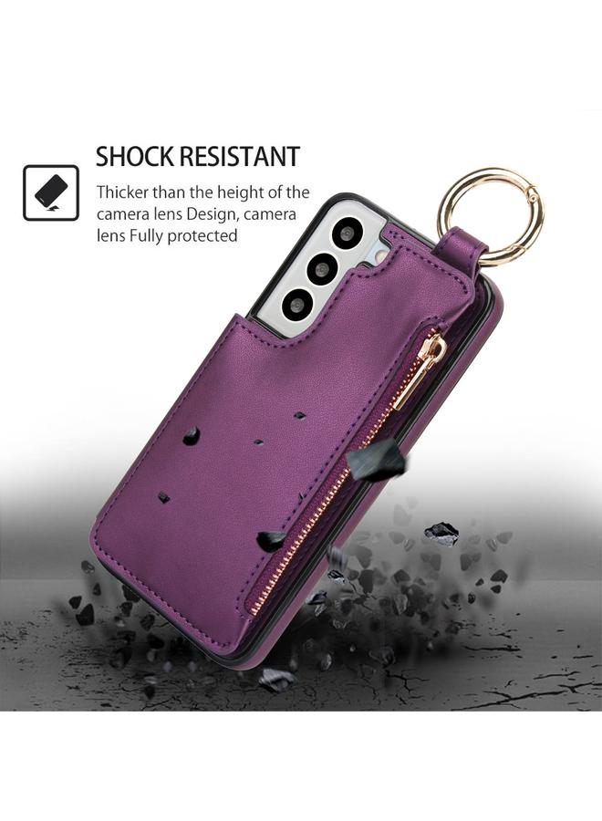 S-TOP Case For Samsung Galaxy S21 FE 5G RFlD Anti-theft Double Buckle Ring Zipper Card Phone Case - Image 2