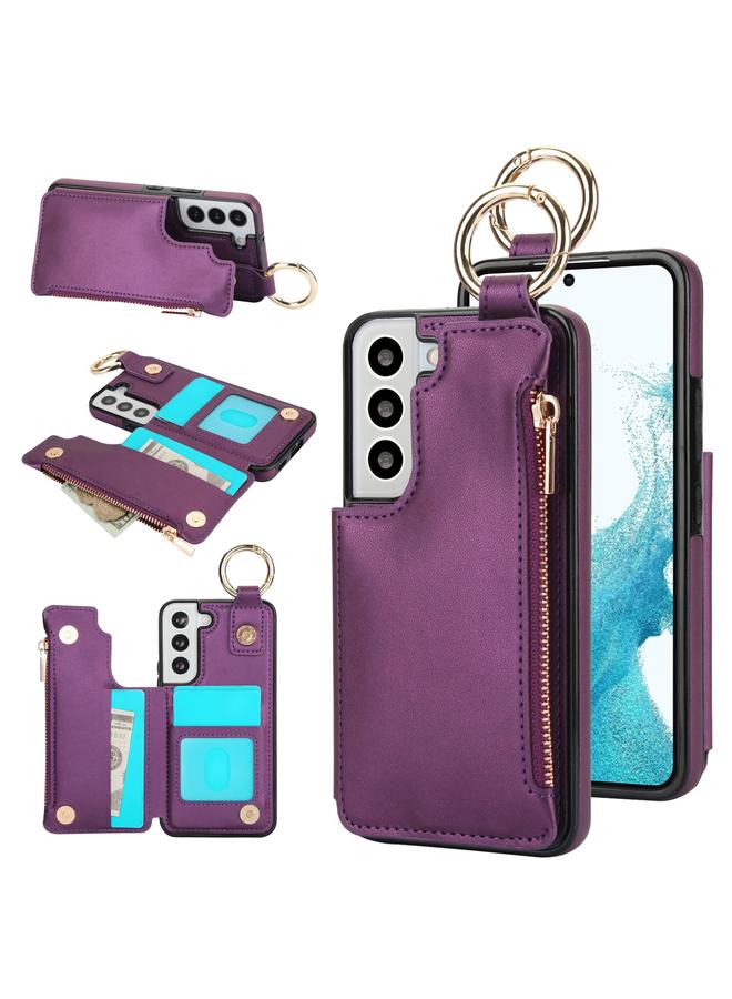 S-TOP Case For Samsung Galaxy S21 FE 5G RFlD Anti-theft Double Buckle Ring Zipper Card Phone Case - Image 1