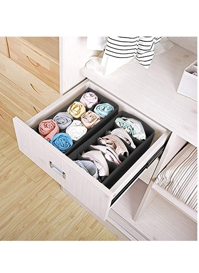 Y&D Bra Organiser Upgrade Sturdy Collapsible Drawer Divider for Socks Panties Ties Clothing Storage Drawers Set of 4 Black  - Image 4