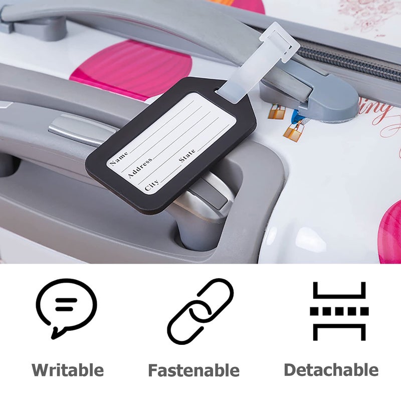 SUBTAVIK 12 Pcs Luggage Tags, Travel Suitcase Tags Plastic Luggage Tags for Suitcases Durable Luggage Tag Luggage Labels for Suitcases Baggage Tag Suitcase ID Tags Travel ID Bag Tag (12 Colors) - Image 5