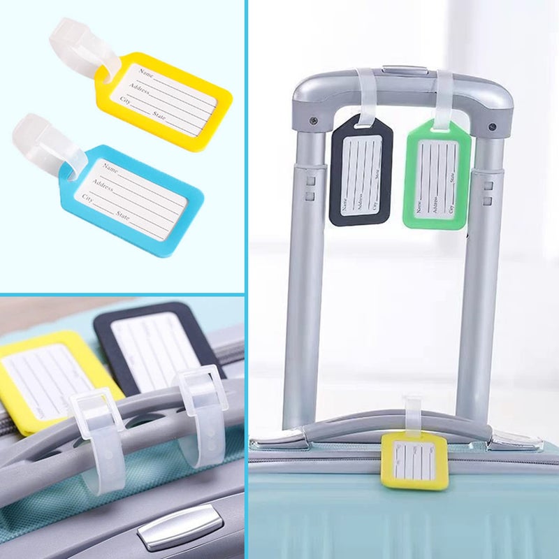 SUBTAVIK 12 Pcs Luggage Tags, Travel Suitcase Tags Plastic Luggage Tags for Suitcases Durable Luggage Tag Luggage Labels for Suitcases Baggage Tag Suitcase ID Tags Travel ID Bag Tag (12 Colors) - Image 3