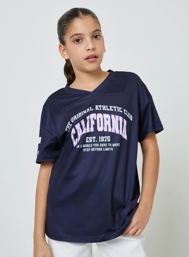 Styli Teen Girls Varsity Print Oversized T-Shirt