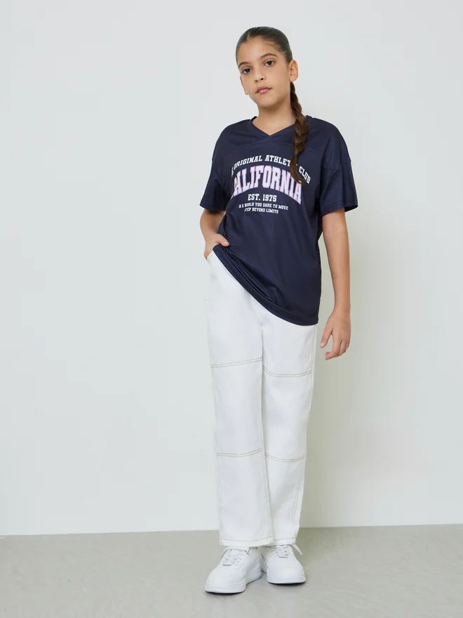 Styli Styli Teen Girls Varsity Print Oversized T-Shirt