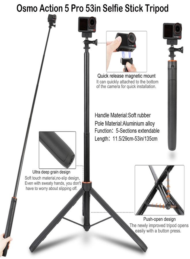 PellKing Accessories Kit for DJI Osmo Action 5 Pro/4/3, Waterproof Housing Selfie Stick Tripod Handlebar Pole Mount Magnetic Holder Bundle for DJI Action 5 Pro, Action 4, Action 3 - Image 2