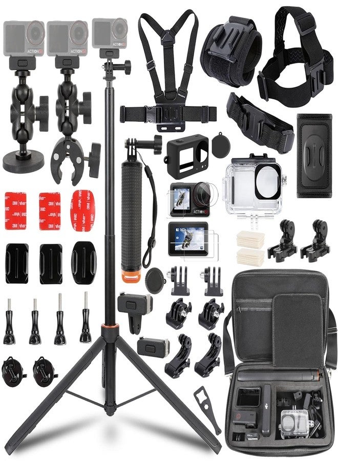 PellKing Accessories Kit for DJI Osmo Action 5 Pro/4/3, Waterproof Housing Selfie Stick Tripod Handlebar Pole Mount Magnetic Holder Bundle for DJI Action 5 Pro, Action 4, Action 3