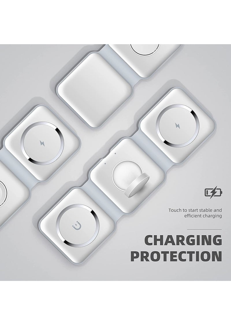 ELTRAZONE 3 in 1 Wireless Charger,Magnetic Foldable Charging Station,Fast Wireless Charging Pad (WHITE) - Image 5