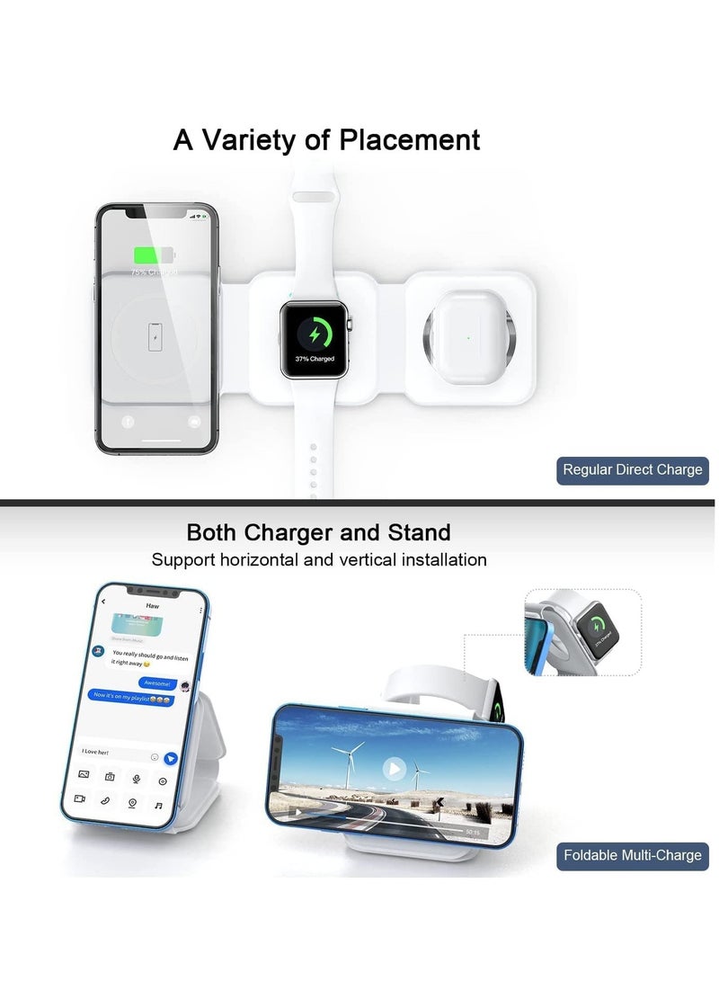 ELTRAZONE 3 in 1 Wireless Charger,Magnetic Foldable Charging Station,Fast Wireless Charging Pad (WHITE) - Image 4