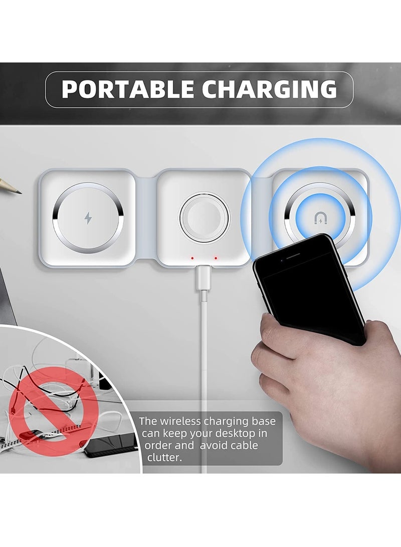 ELTRAZONE 3 in 1 Wireless Charger,Magnetic Foldable Charging Station,Fast Wireless Charging Pad (WHITE) - Image 2