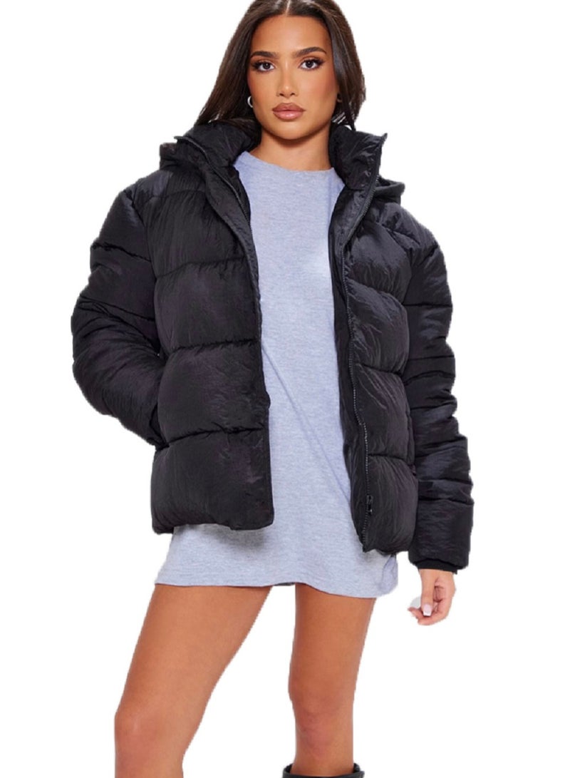 عام سترة شتوية منتفخة بسحاب مع غطاء رأس قابل للإزالة - Image 1