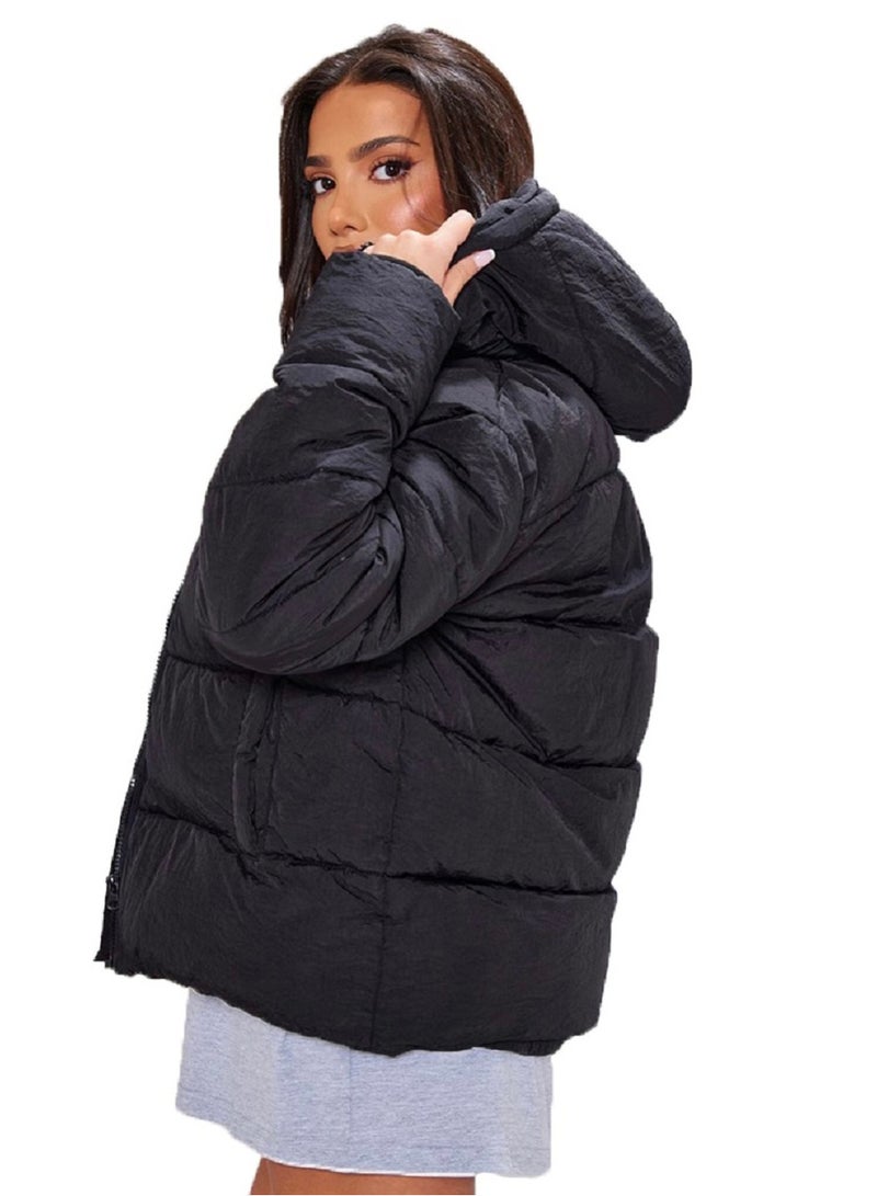 عام سترة شتوية منتفخة بسحاب مع غطاء رأس قابل للإزالة - Image 2