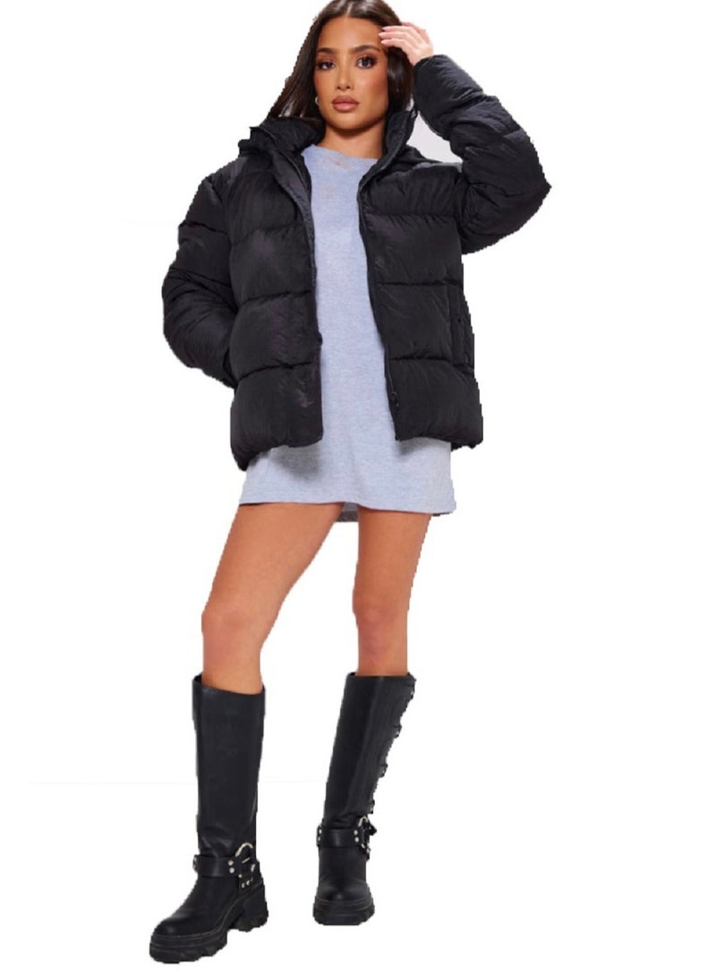 عام سترة شتوية منتفخة بسحاب مع غطاء رأس قابل للإزالة - Image 3